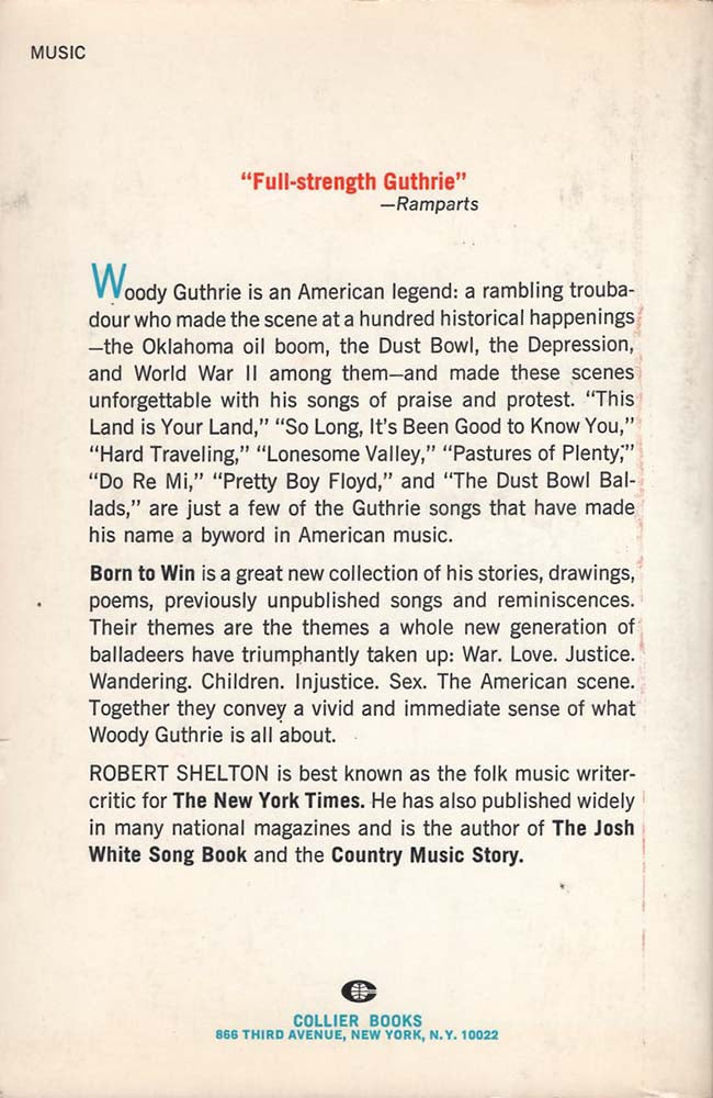 Woody Guthrie, Born to Win (Robert Shelton)