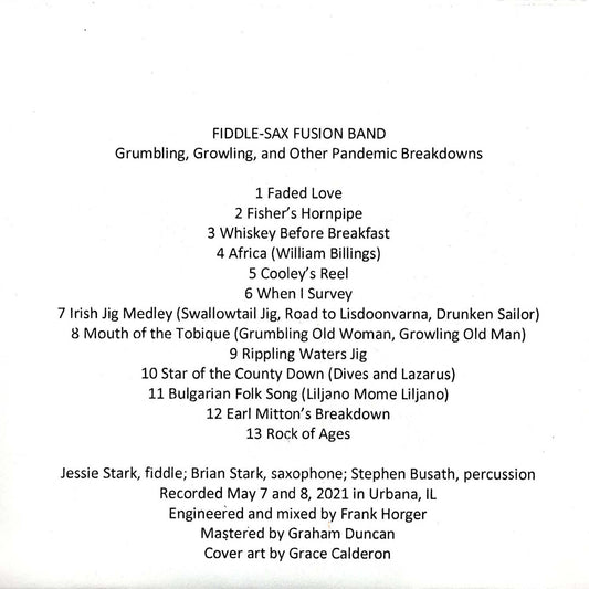 Fiddle Sax Fusion Band - Grumbling Growling and Other Pandemic Breakdowns (CD)